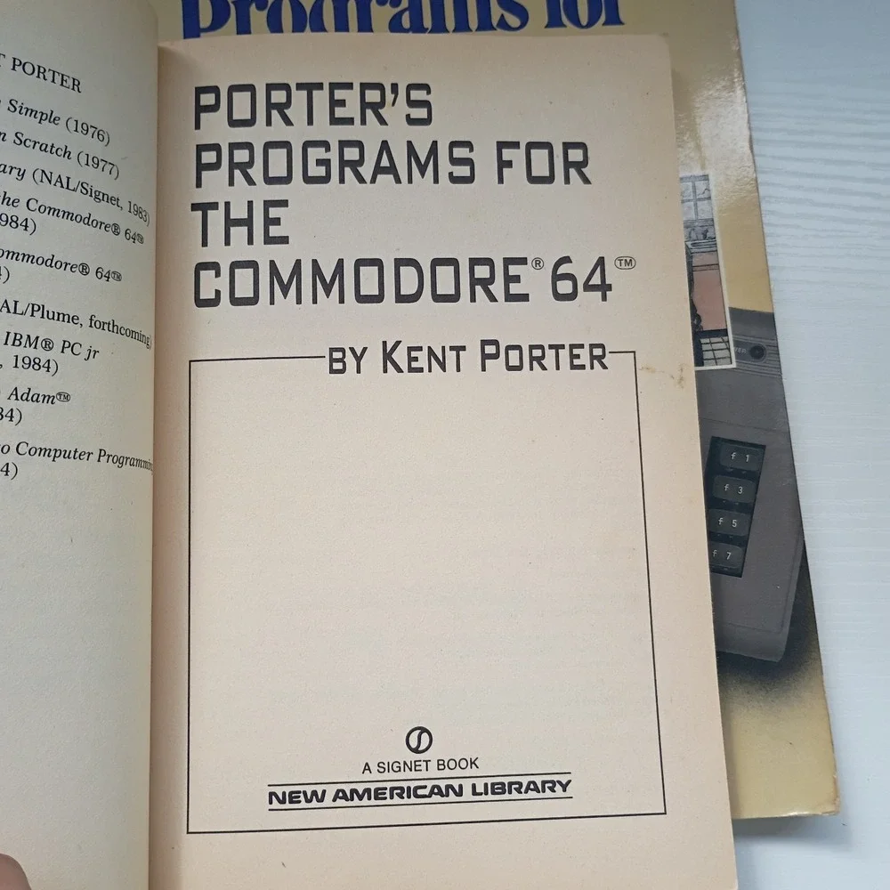 2 Vtg Commodore 64 Books-Porters Programs Kent Porter/Programs For The Home